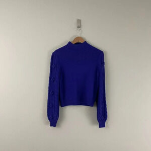 Anthropologie Maeve Kiara Purple Textured Knit Wool Sweater Size XS